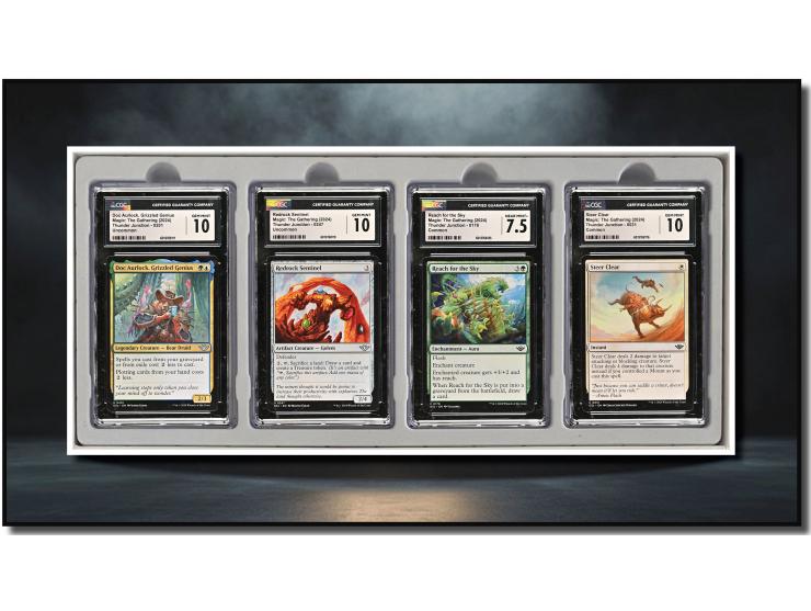This curated set of four cards is a magnificent visual feast, paying homage to the rugged imagination of the 2024 set Outlaws